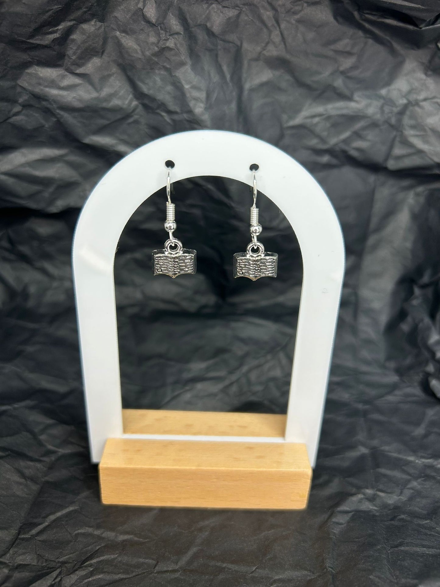 Silver Book Earrings 🩶