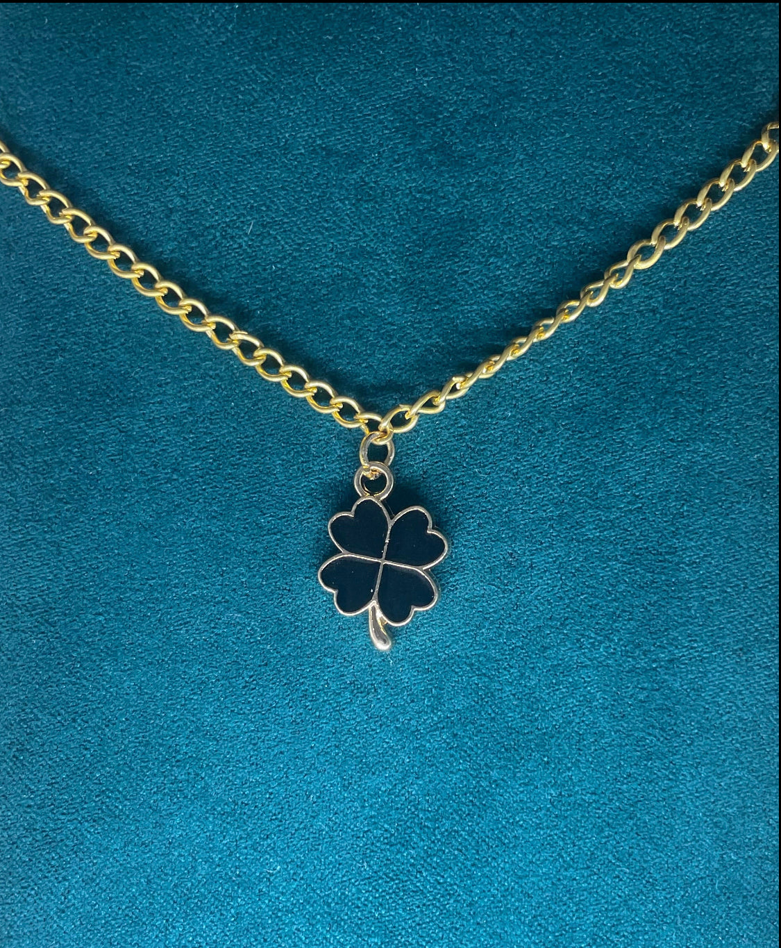 Black Clover Necklace on a gold plated chain 🤍
