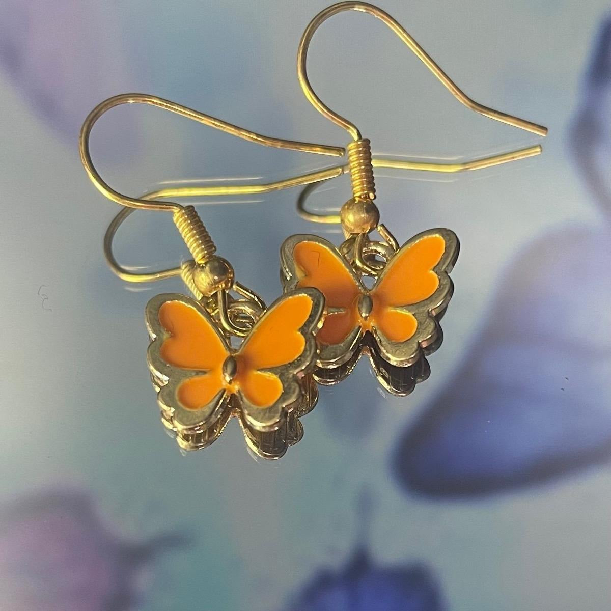 Orange Butterfly Earrings 🤍