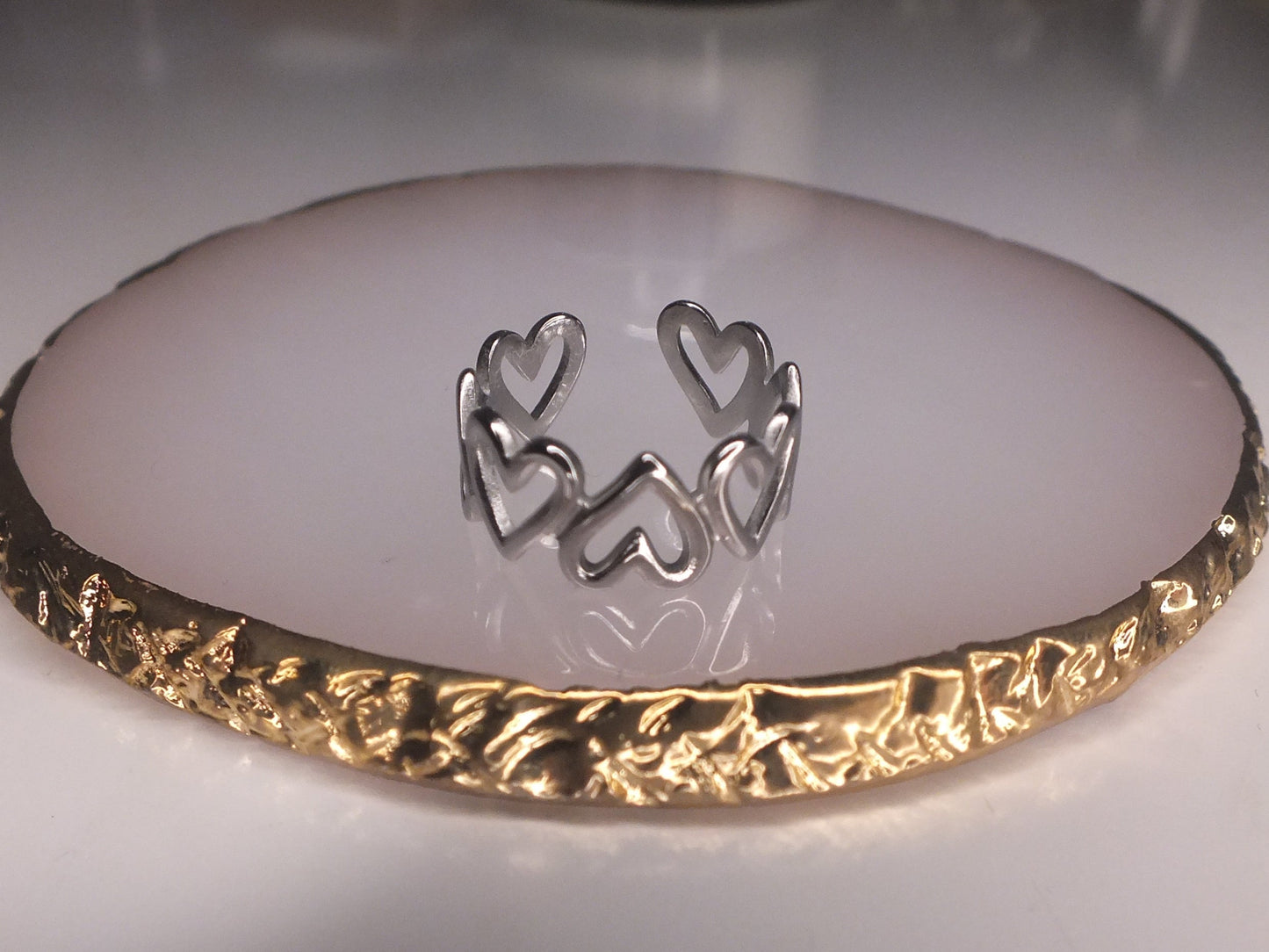 Silver Love Heart Adjustable Ring