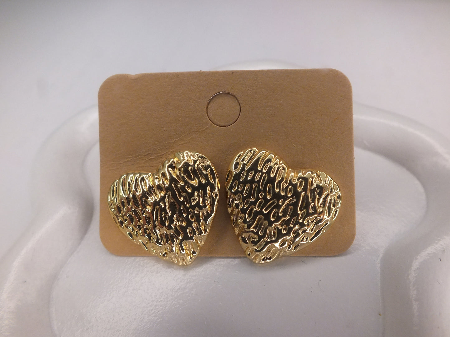 Golden XL Love Heart Stud Earrings
