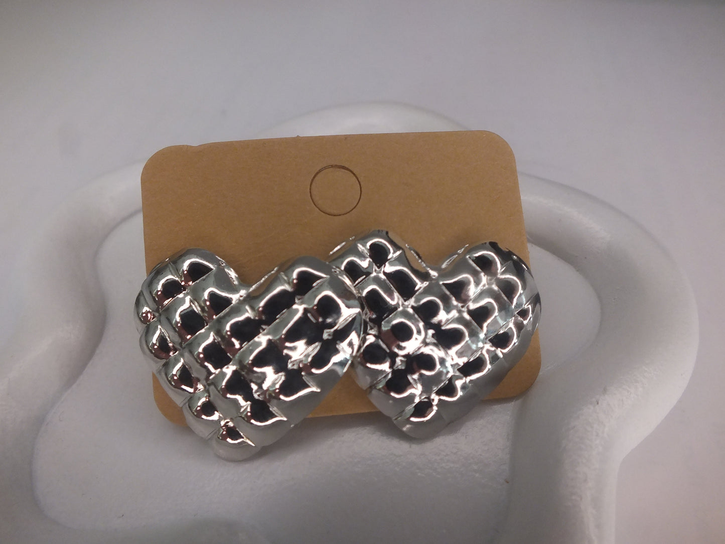 Silver XL Love Heart Stud Earrings!