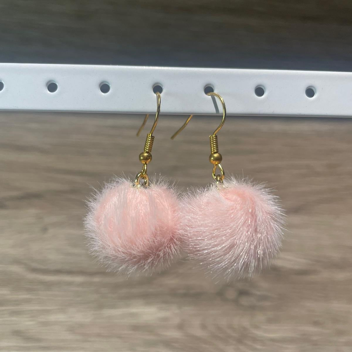 Pink Pom Pom Earrings 🤍