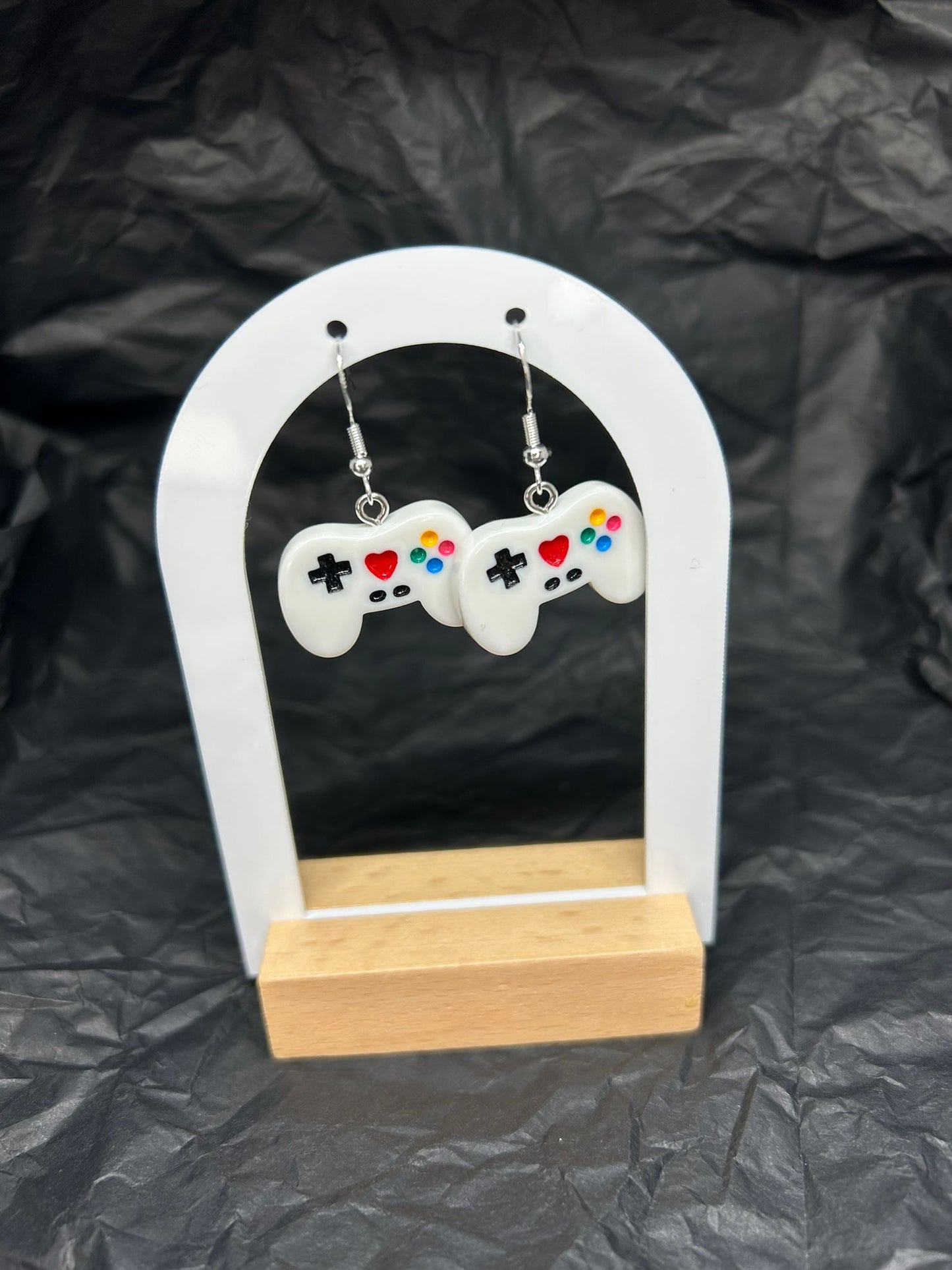 White Game Controller Earrings 🤍