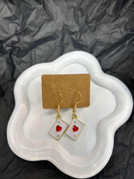 Red Playing Card Earrings 🤍