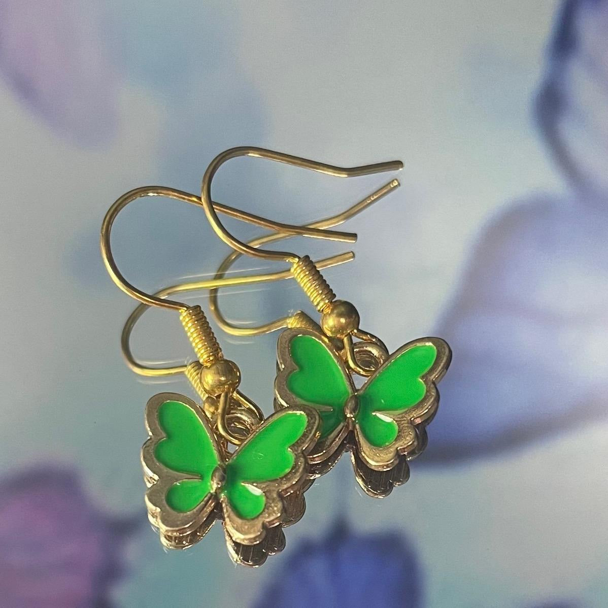 Green Butterfly Earrings 🤍