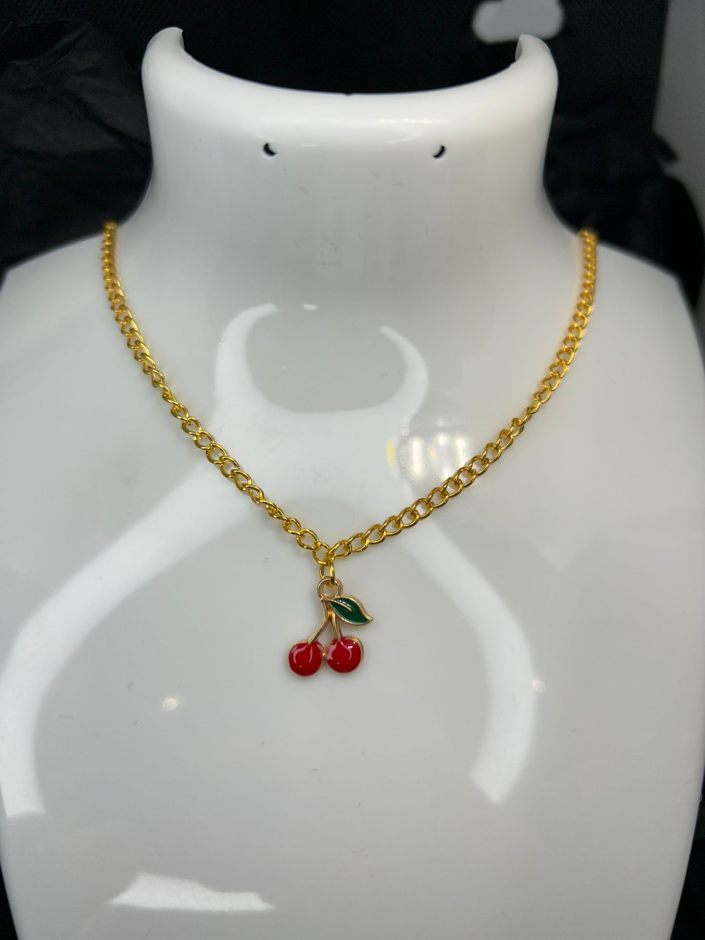 Cherry Necklace on a gold plated chain 🤍