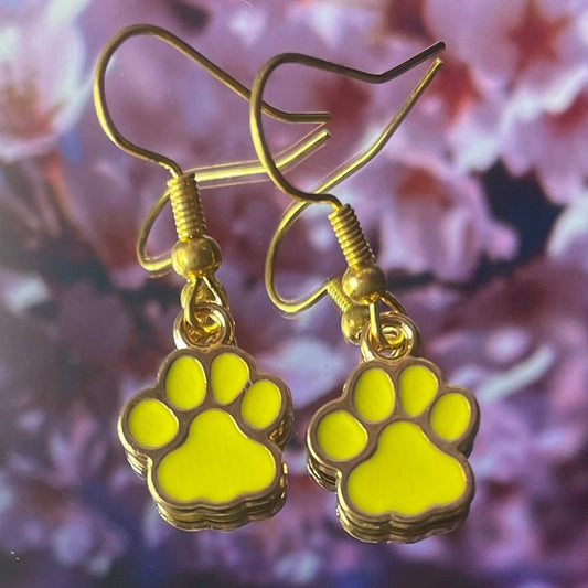 Yellow Paw Print Earrings 🤍