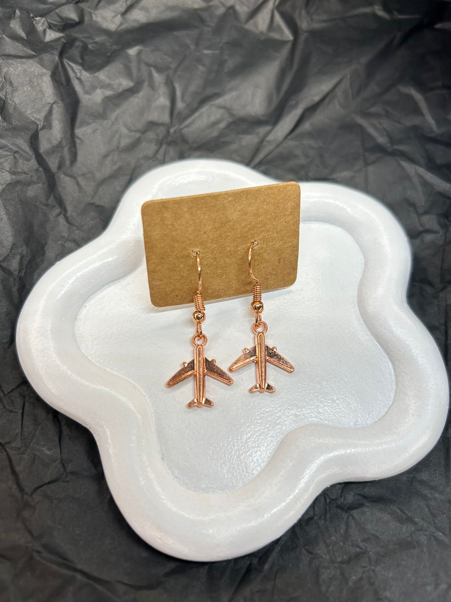 Rose Golden Plane Earrings 🤍
