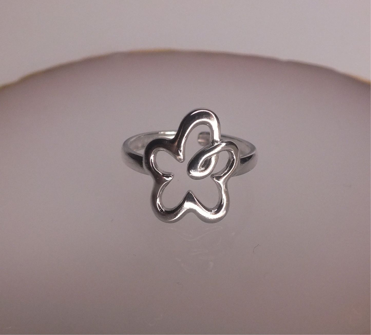 Squiggly Silver Flower Ring