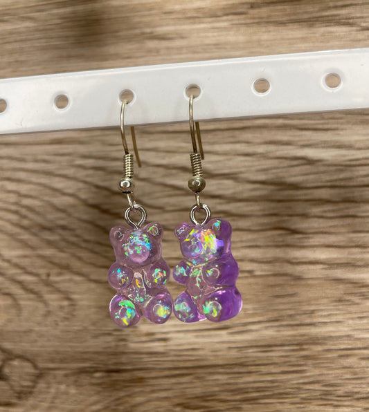 Purple Resin Gummy Bear Earrings 🤍