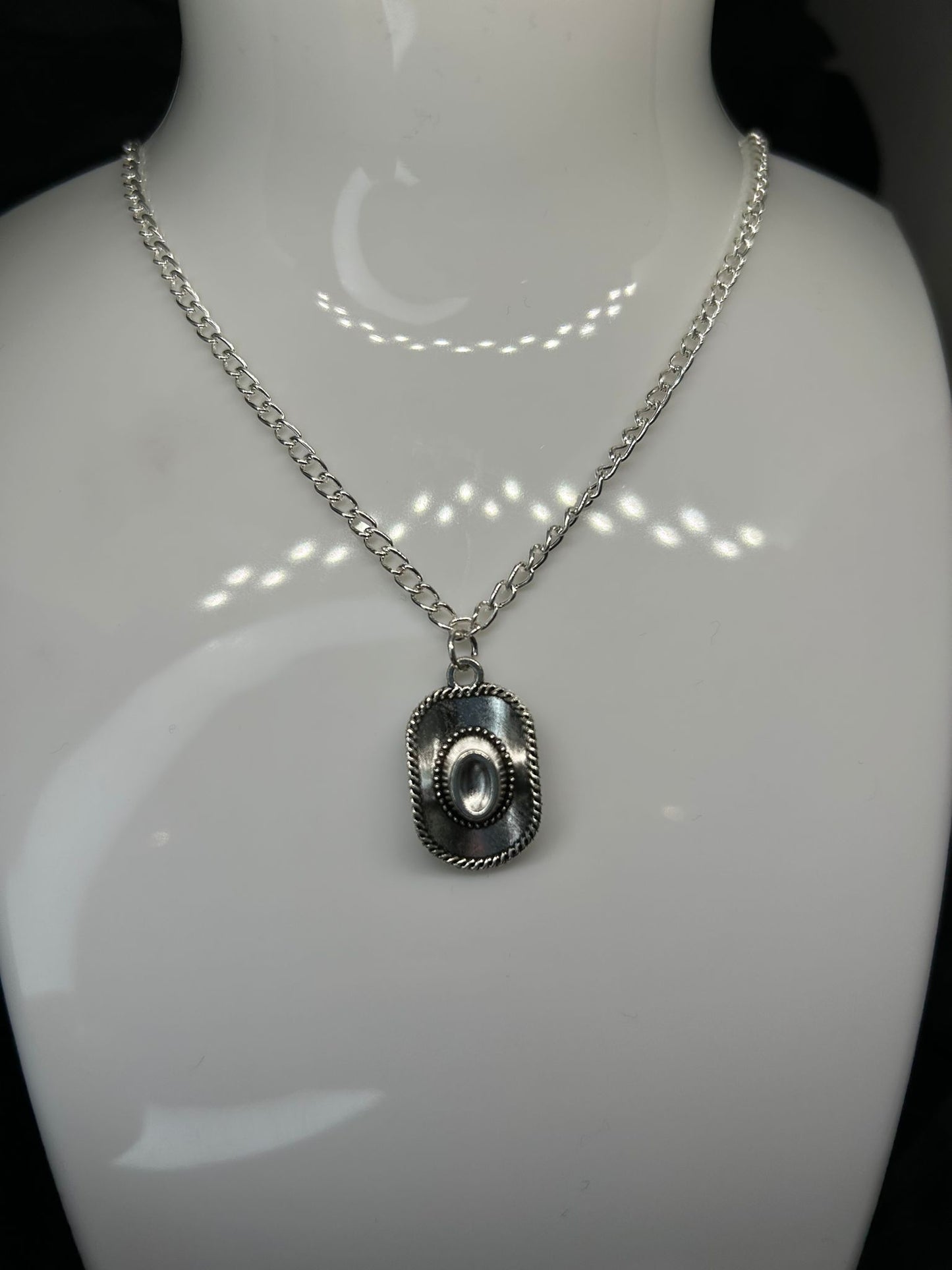 Cowboy Hat Necklace with a silver plated chain 🤍