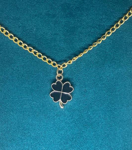 Black Clover Necklace on a gold plated chain 🤍