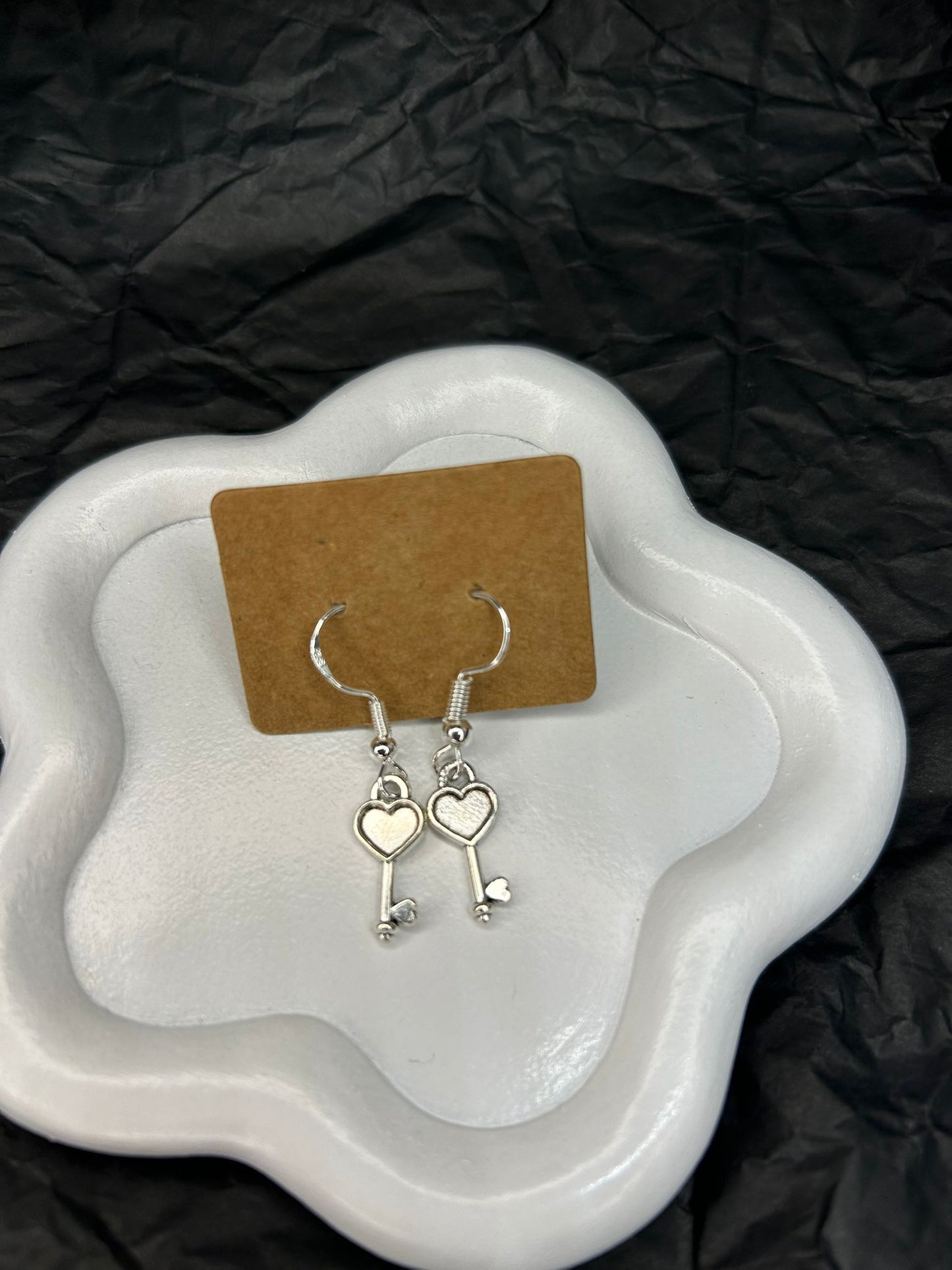 Silver Key Earrings 🩶