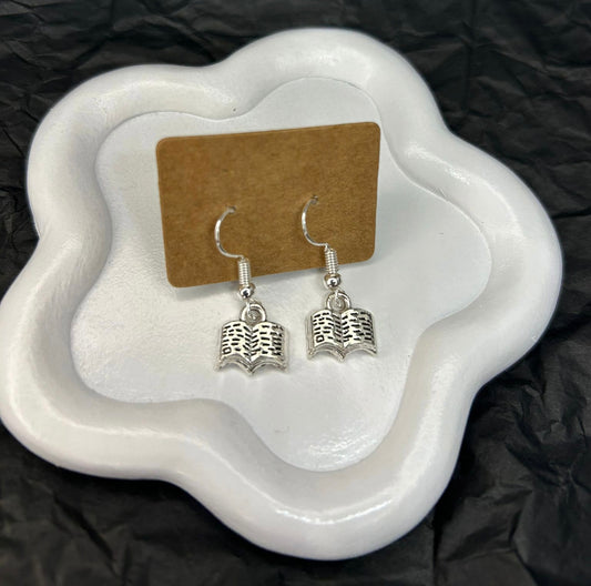 Silver Book Earrings 🩶