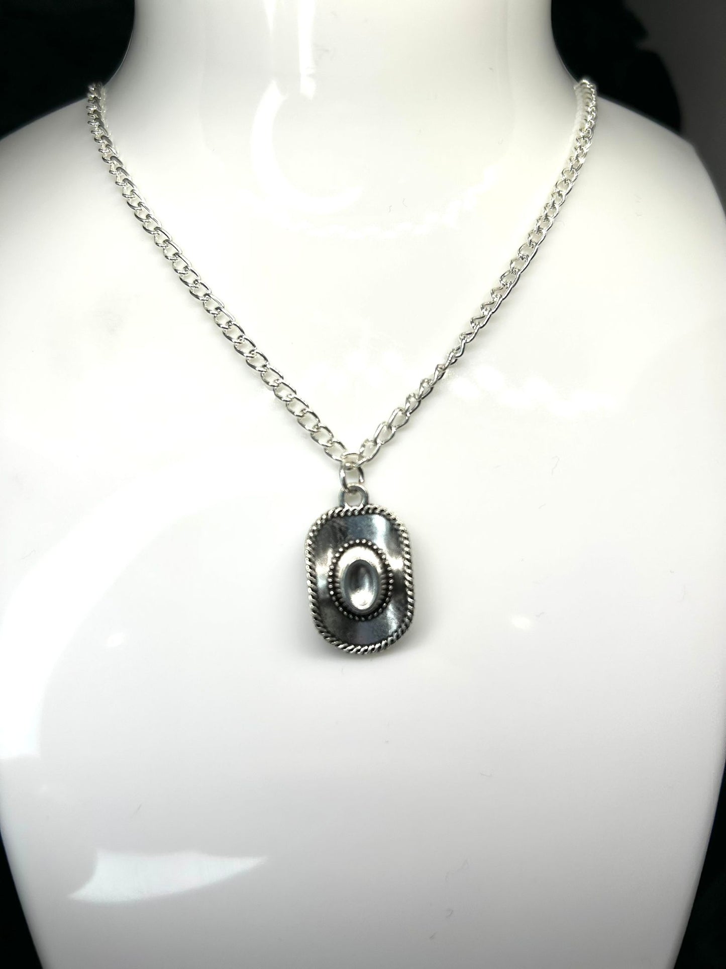 Cowboy Hat Necklace with a silver plated chain 🤍