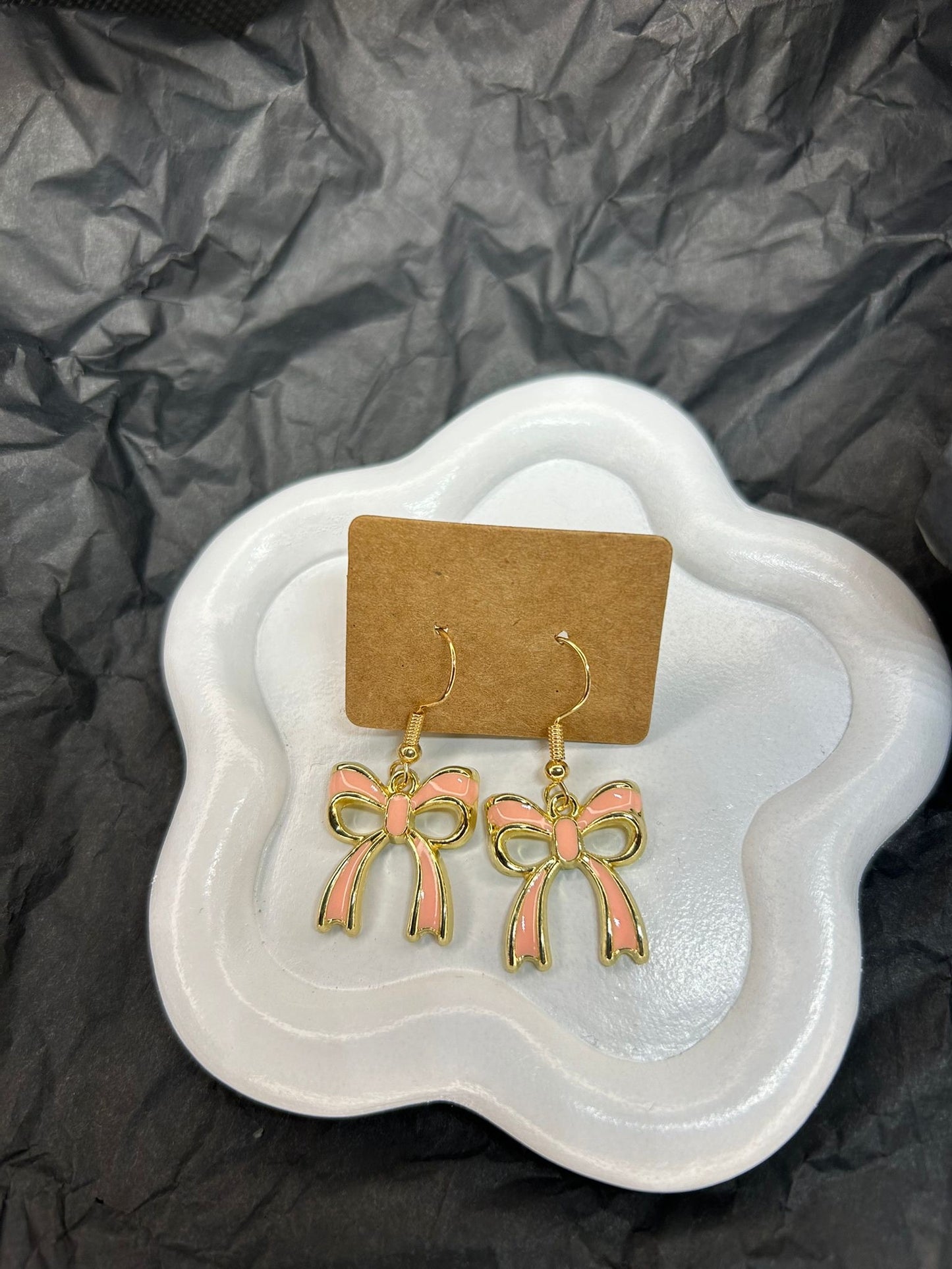 Pink Bow Earrings 🤍