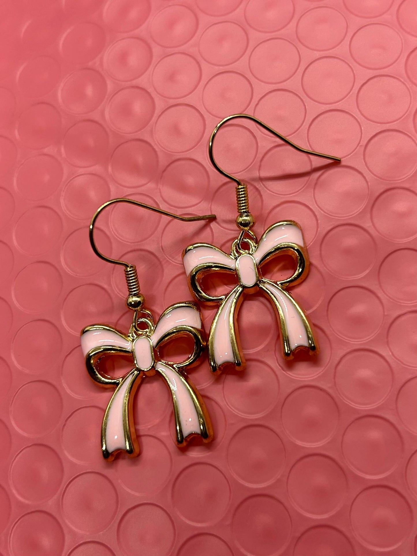 Pink Bow Earrings 🤍
