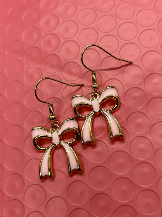 Pink Bow Earrings 🤍