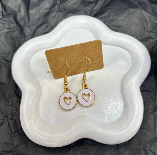 White Love Heart Earrings 🤍
