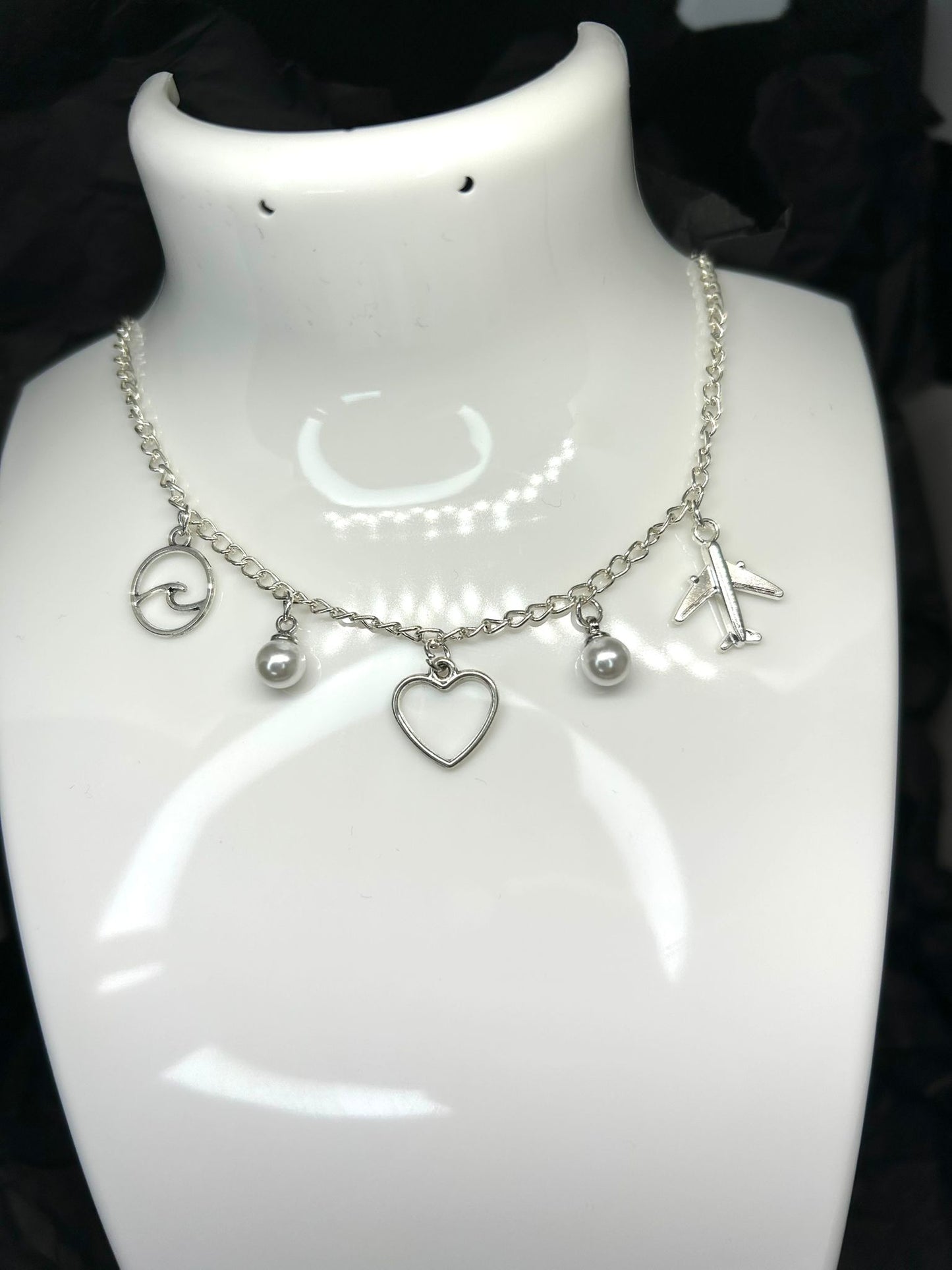 Travel Themed Charm Necklace on a Silver Plated Chain 🤍