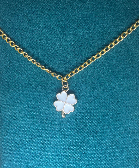 White Clover Necklace on a gold plated chain 🤍