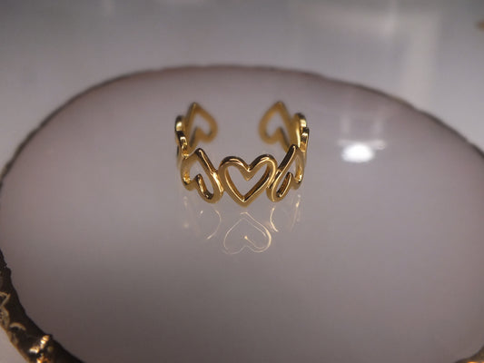 Golden Love Heart Ring