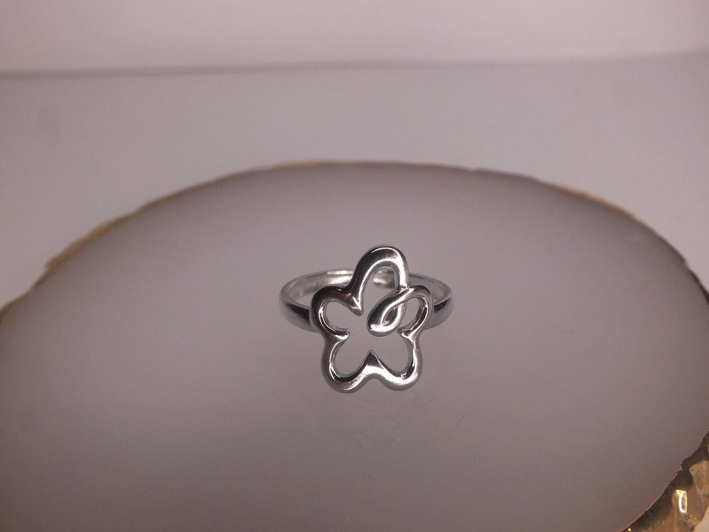 Squiggly Silver Flower Ring