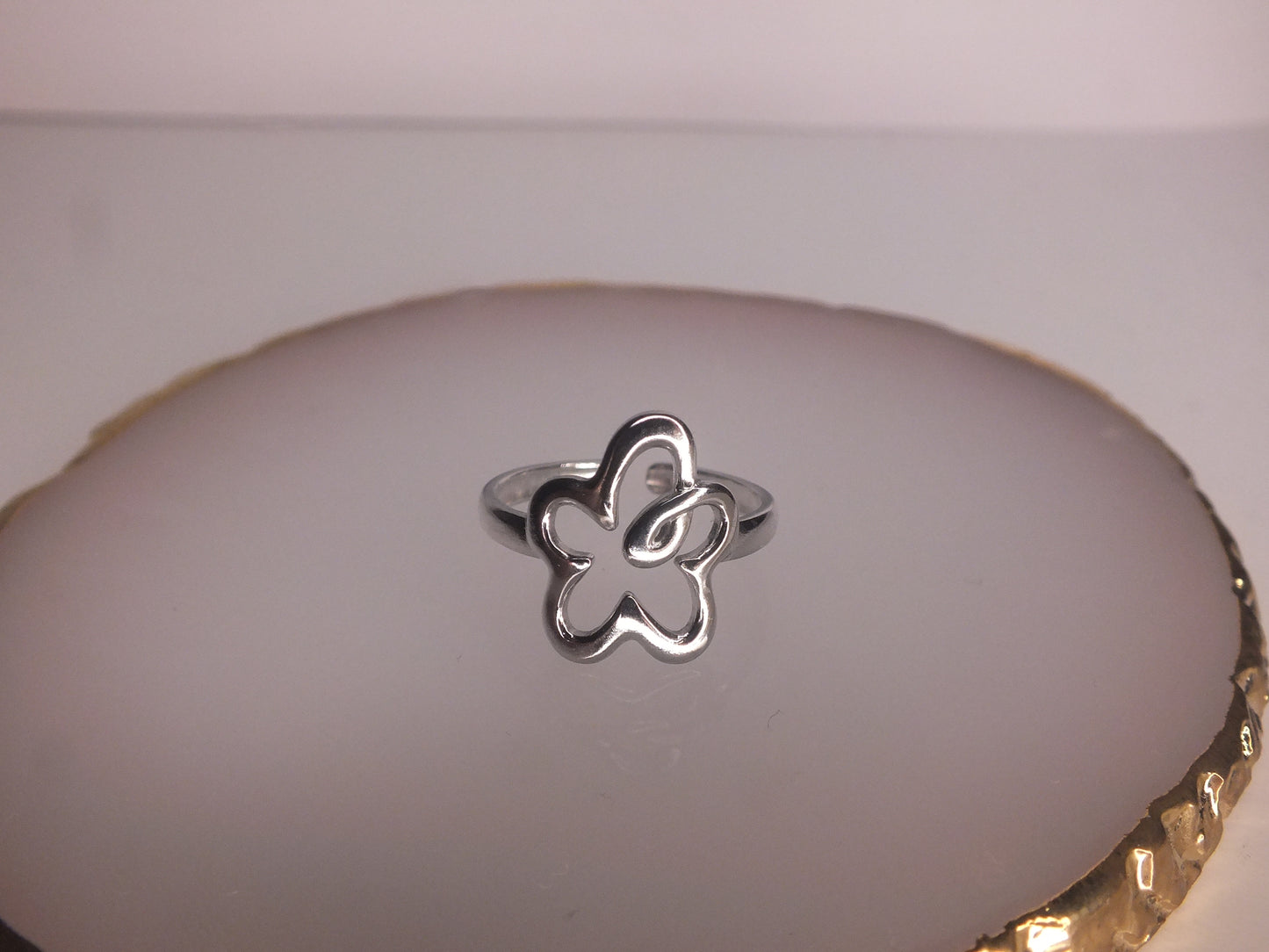 Squiggly Silver Flower Ring