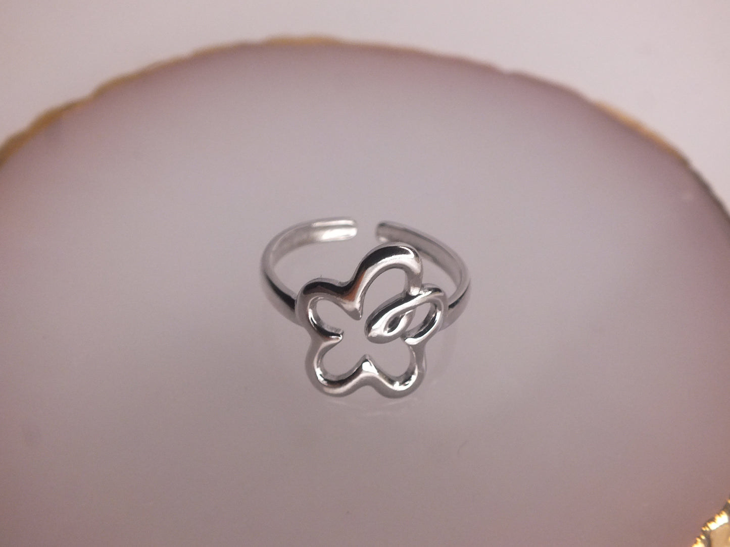 Squiggly Silver Flower Ring