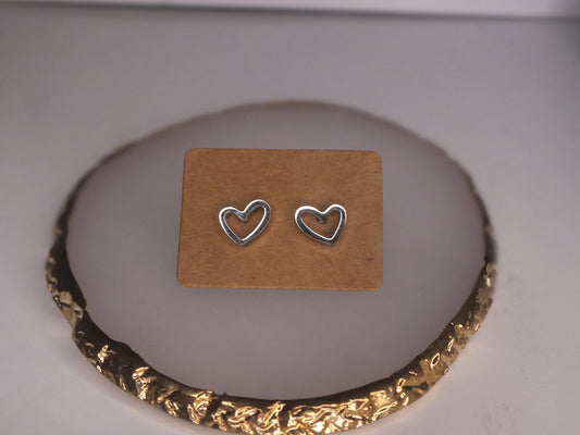 Silver Love Heart Stud Earrings