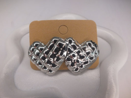 Silver XL Love Heart Stud Earrings!