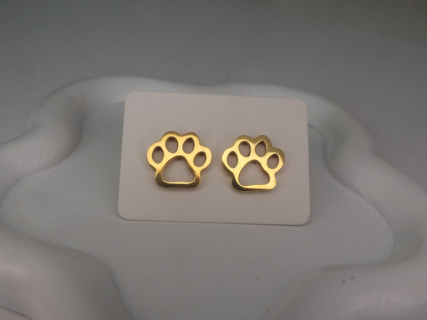 Golden Paw Print Studs