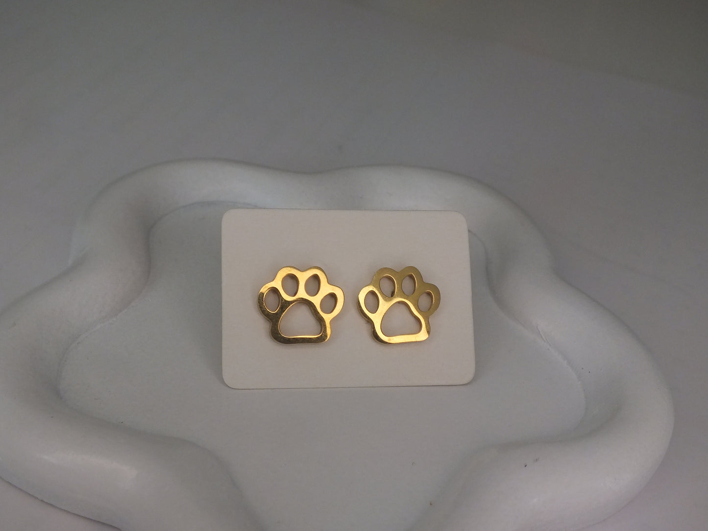 Golden Paw Print Studs