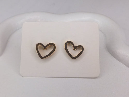 Golden Love Heart Stud Earrings