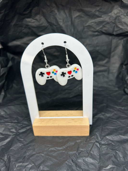 White Game Controller Earrings 🤍