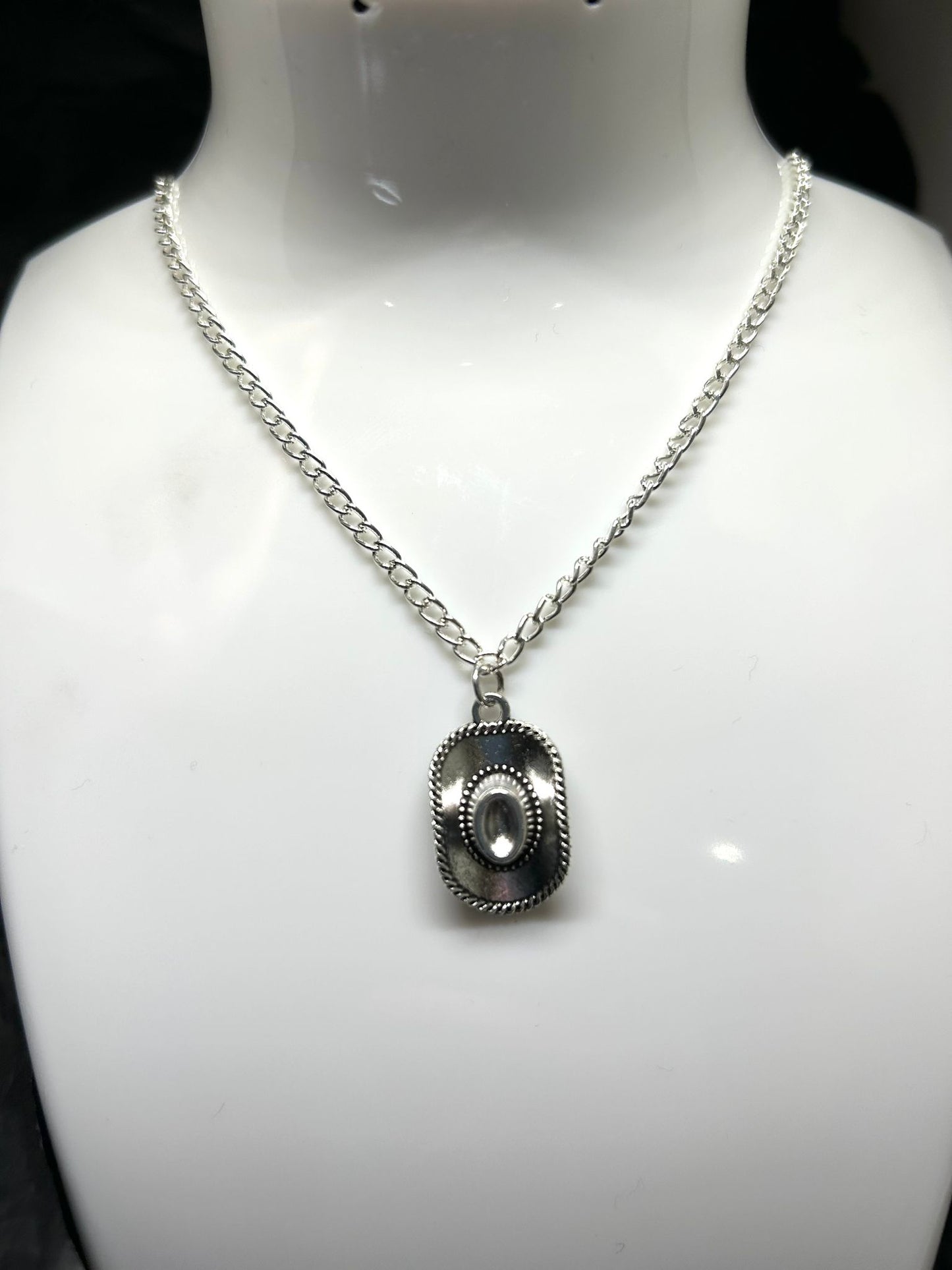 Cowboy Hat Necklace with a silver plated chain 🤍
