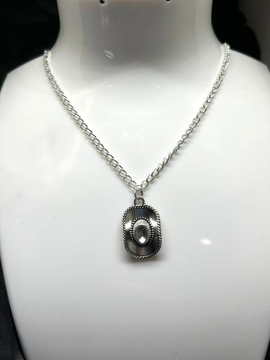 Cowboy Hat Necklace with a silver plated chain 🤍