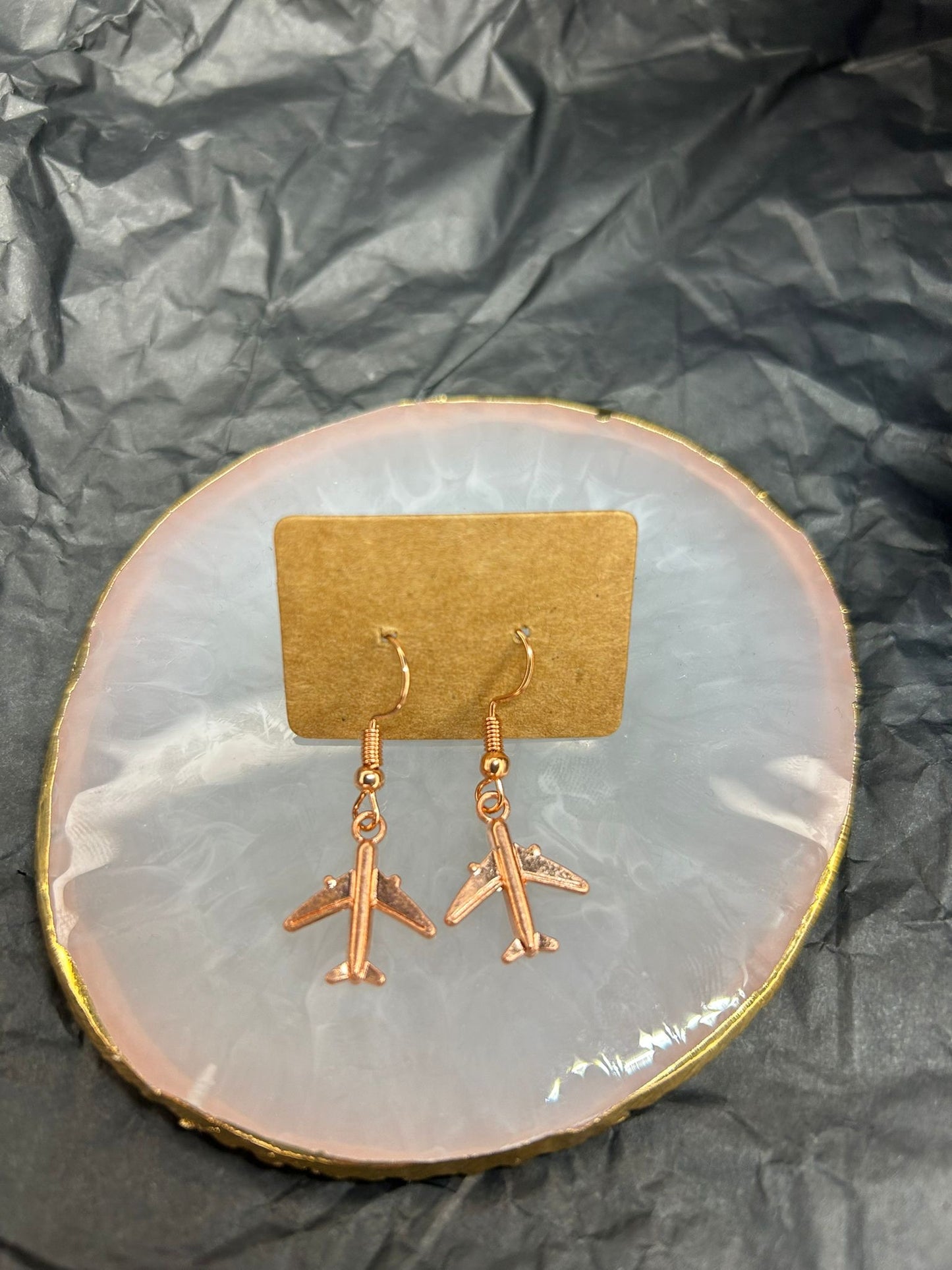 Rose Golden Plane Earrings 🤍